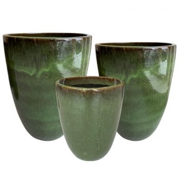 LIVEO groene bloempotten keramiek 58cm