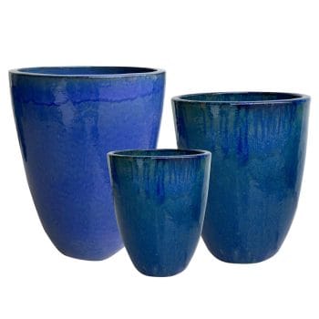 LIVEO blauwe bloempotten keramiek 58cm