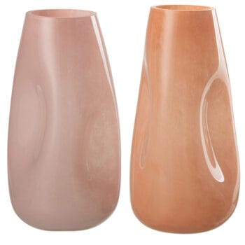 VIVI glazen vazen set roze en zalm melkglas 28cm