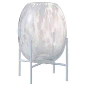 ISAU glazen bloemenvaas - bloempot op poten wit 23cm