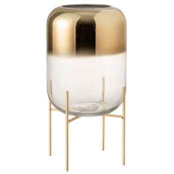 ELLA grote vaas goud glas op metalen pootjes 36cm