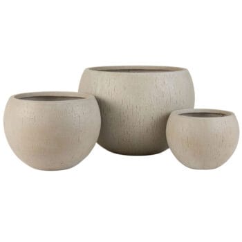 FLORIN ronde bloembakken Ibiza beige 32 + 41 + 55cm breed