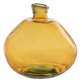 FLAVU grote vaas van oker geel glas 33cm breed