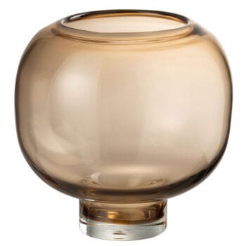 FIRU glazen vaas op voet brons 21cm breed