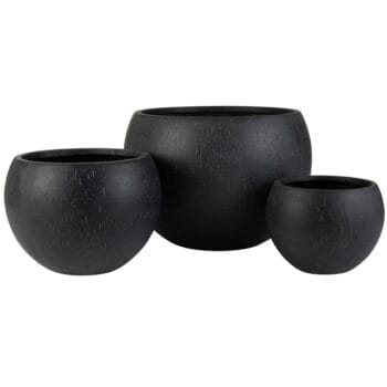 FLORIN ronde bloembakken zwart 32 + 41 + 55cm breed