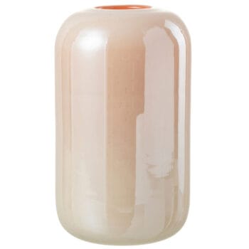 JULII hoge witte vaas met zalm roze beige 29cm