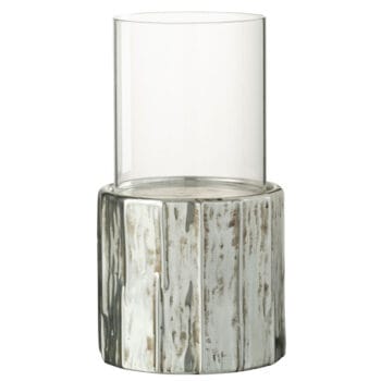 GLORI kaarsenhouder zilver - windlicht met glas 23cm