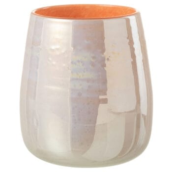 JULII grote glazen vaas in wit zalmroze beige 20cm