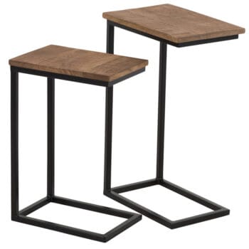 REESA planten tafels hout zwart staal 56cm + 66cm