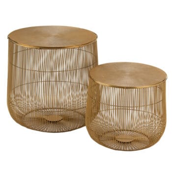 LINOU planten tafels goud metaal 38cm + 46cm breed