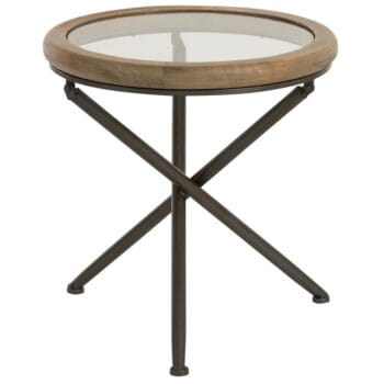 CELYA plantentafel hout met glas en zwarte poten 52cm