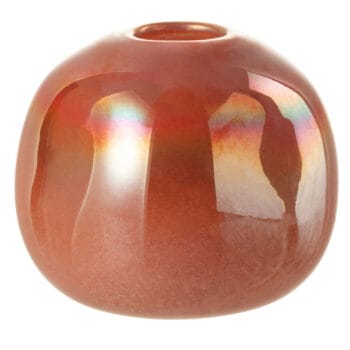 JULA rode vaas met parelmoer glazuur 14cm breed