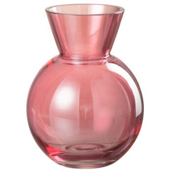 LIVIA ronde glazen vaas rood 18cm