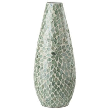 MOTHER OF PEARL hoge schelpenvaas azuur 48cm