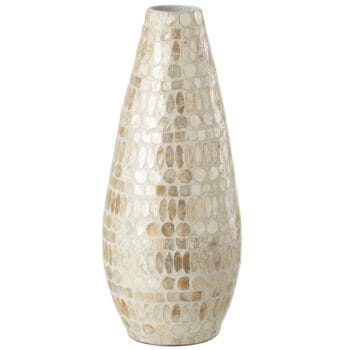 MOTHER OF PEARL hoge schelpenvaas wit 48cm