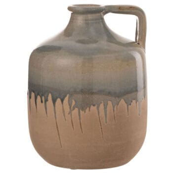 ODIN aardewerk vaas kruik met grijs glazuur 18cm