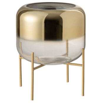 ELLA vaas op pootjes met goud dip dye glas 23cm