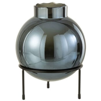 DANNE blauw zwarte vaas op poten 27cm