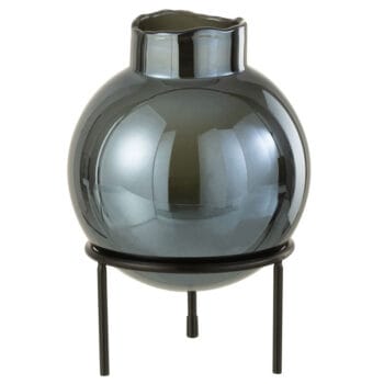 DANNE blauw zwarte vaas op poten 22cm