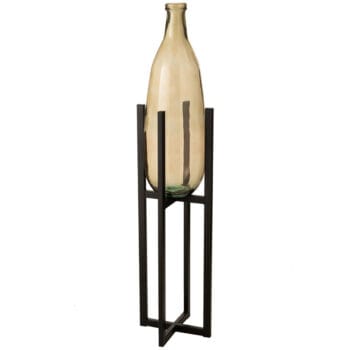 Zwarte zuil van metaal voor bloemenvaas 95cm