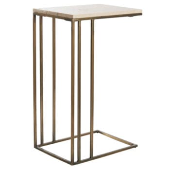 JOVAN zuil koper brons met beige travertin blad 66cm