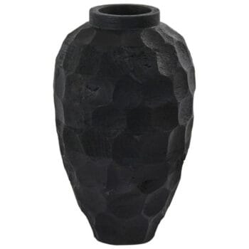 LORI hoge vaas zwart geschulpt hout 37cm