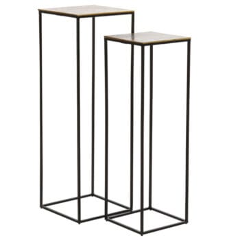 QUIN planten tafels zuilen zwart goud 80 + 90cm