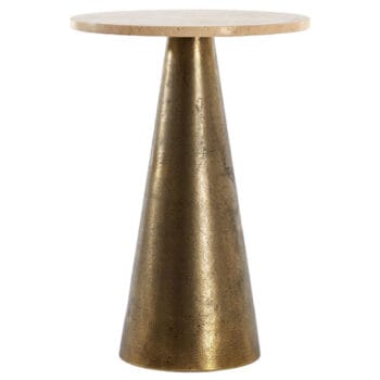 ZIAA plantentafel goud brons met travertin blad 51cm