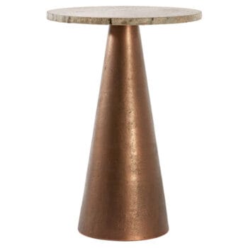 ZIAA plantentafel koper rosé goud met travertin blad 51cm