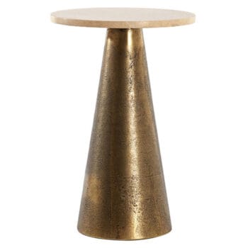 ZIAA plantentafeltje goud brons met travertin blad 43cm