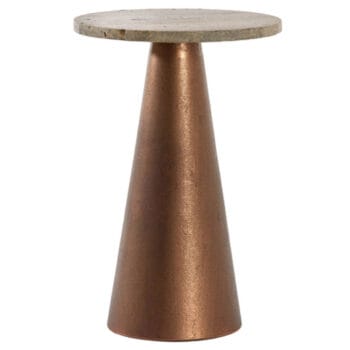 ZIAA plantentafeltje koper rosé goud met travertin blad 43cm