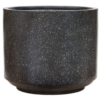TERRAZZO ronde bloempot mat zwart 52cm breed