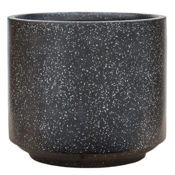 TERRAZZO ronde bloempot mat zwart 37cm breed