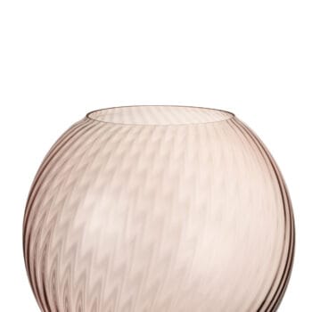 Vase Round Ridges Glass Pink Large