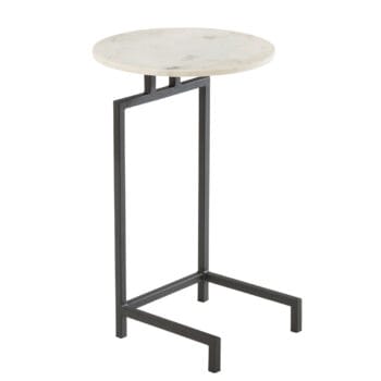 Side Table Round Marble/Iron White/Black