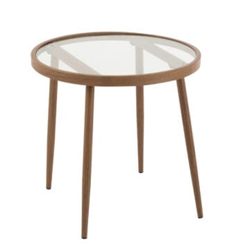 Side Table Round Metal/Glass Dark Brown