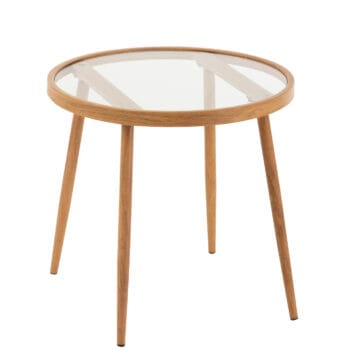 Side Table Round Metal/Glass Natural