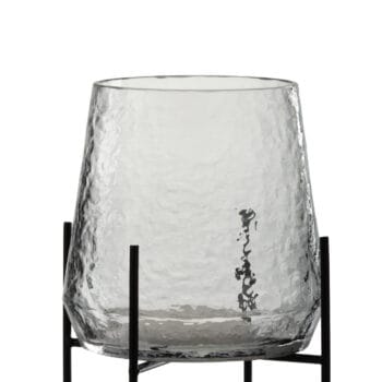 Vase On Foot Irregular Glass Transparent/Black Small