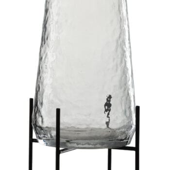 Vase On Foot Irregular Glass Transparent/Black Large