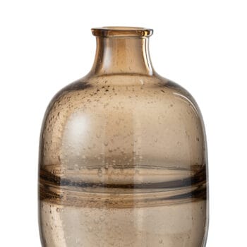 Vase Round Ridge Glass Amber Small