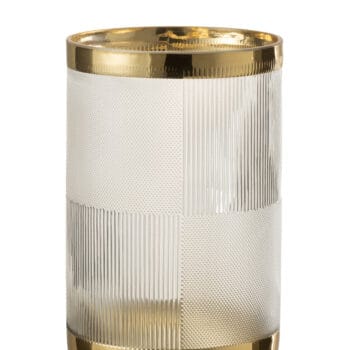 Vase Cylindrical Pattern Glass Transparent/Or Large