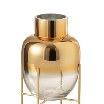 Vase Cylindrical +Base Glass Transparent/Or Small