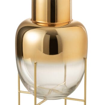 Vase Cylindrical +Base Glass Transparent/Or Large