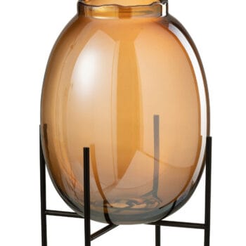Vase On Foot Glass Brown Large