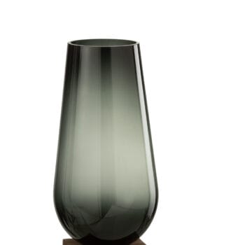 Vase On Foot Eno Glass/Wood Dark Brown Grey Small