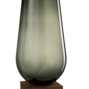 Vase On Foot Eno Glass/Wood Dark Brown Grey Large