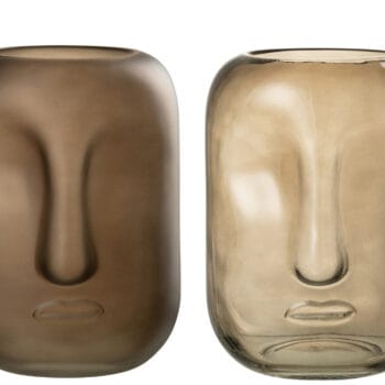 Vase Face Glass Brown Large Assortment Of 2