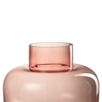 Vase Flat Round Glass Pink