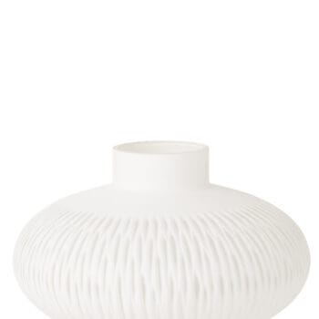 Vase Stripe Ball Low Glass White