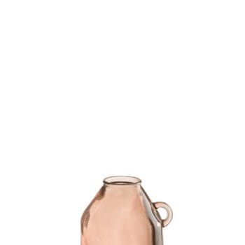 Vase Handle Cylinder Glass Light Pink Small